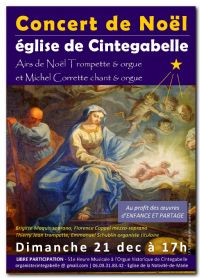 Concert de Noël à l’église de Cintegabelle. Le dimanche 21 décembre 2014 à Cintegabelle. Haute-Garonne.  17H00